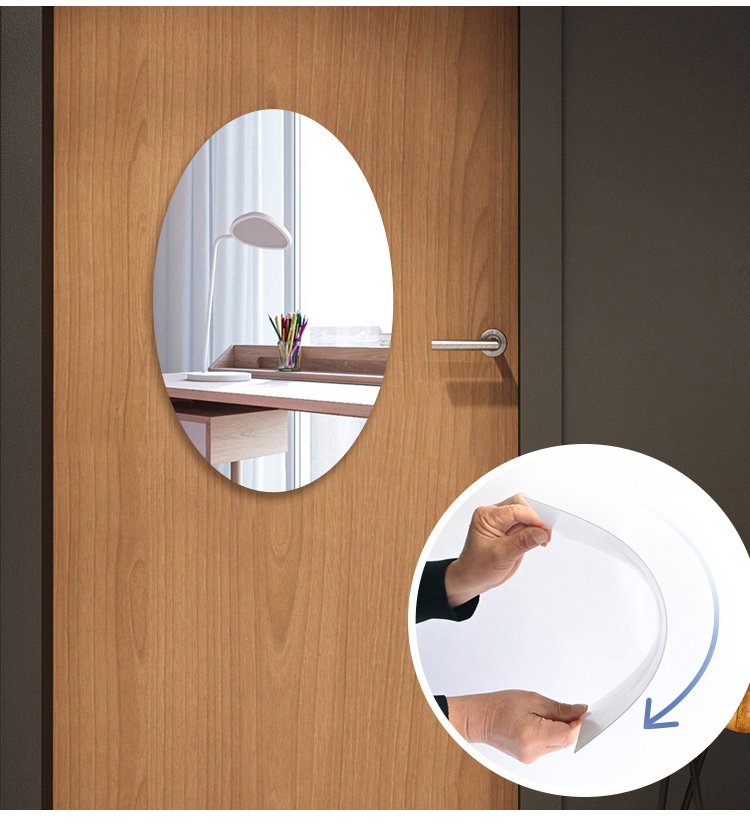 Oval Shape Adhesive Mirror Sticker